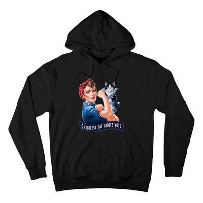 Childless Cat Ladies Vote Rosie The Riveter Hoodie