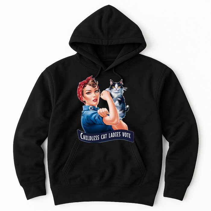 Childless Cat Ladies Vote Rosie The Riveter Hoodie