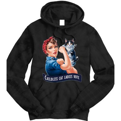 Childless Cat Ladies Vote Rosie The Riveter Tie Dye Hoodie