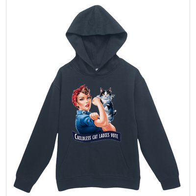 Childless Cat Ladies Vote Rosie The Riveter Urban Pullover Hoodie