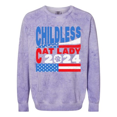 Childless Cat Lady Usa Voting Election 2024 Colorblast Crewneck Sweatshirt