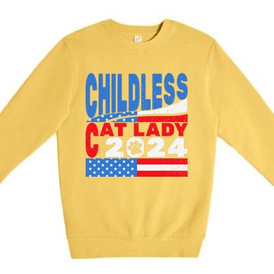 Childless Cat Lady Usa Voting Election 2024 Premium Crewneck Sweatshirt