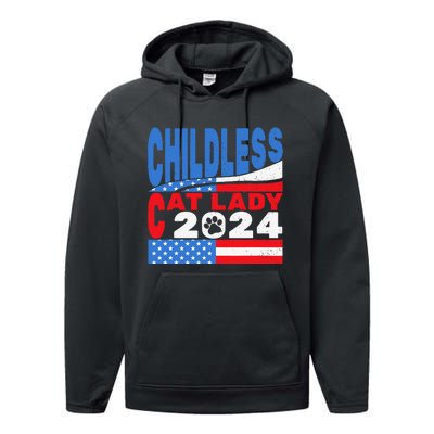 Childless Cat Lady Usa Voting Election 2024 Performance Fleece Hoodie