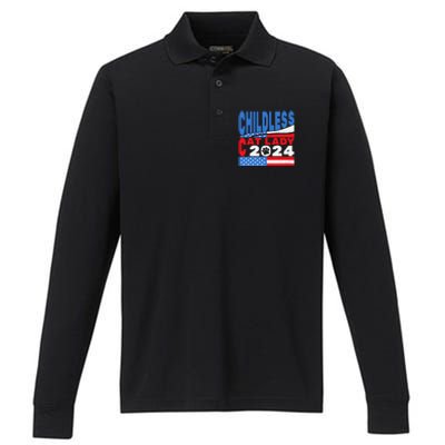 Childless Cat Lady Usa Voting Election 2024 Performance Long Sleeve Polo