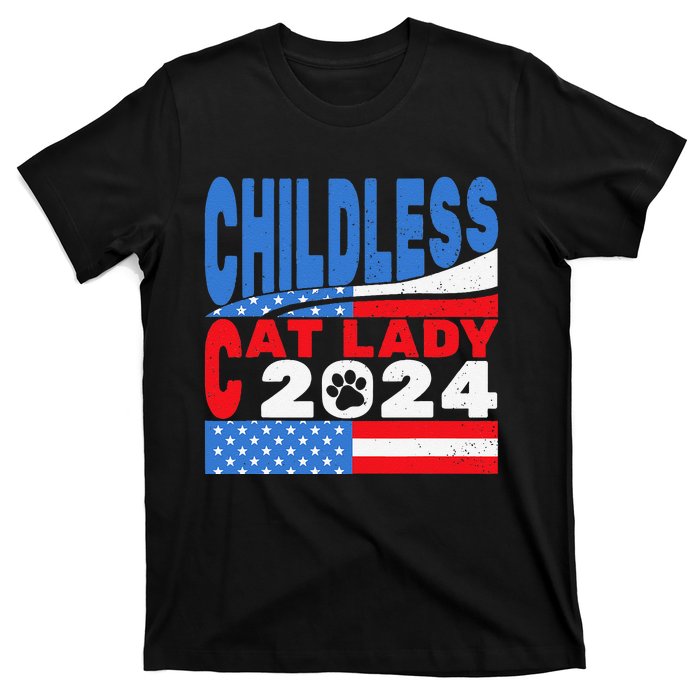 Childless Cat Lady Usa Voting Election 2024 T-Shirt