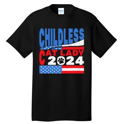 Childless Cat Lady Usa Voting Election 2024 Tall T-Shirt