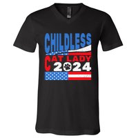 Childless Cat Lady Usa Voting Election 2024 V-Neck T-Shirt