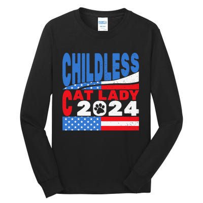 Childless Cat Lady Usa Voting Election 2024 Tall Long Sleeve T-Shirt