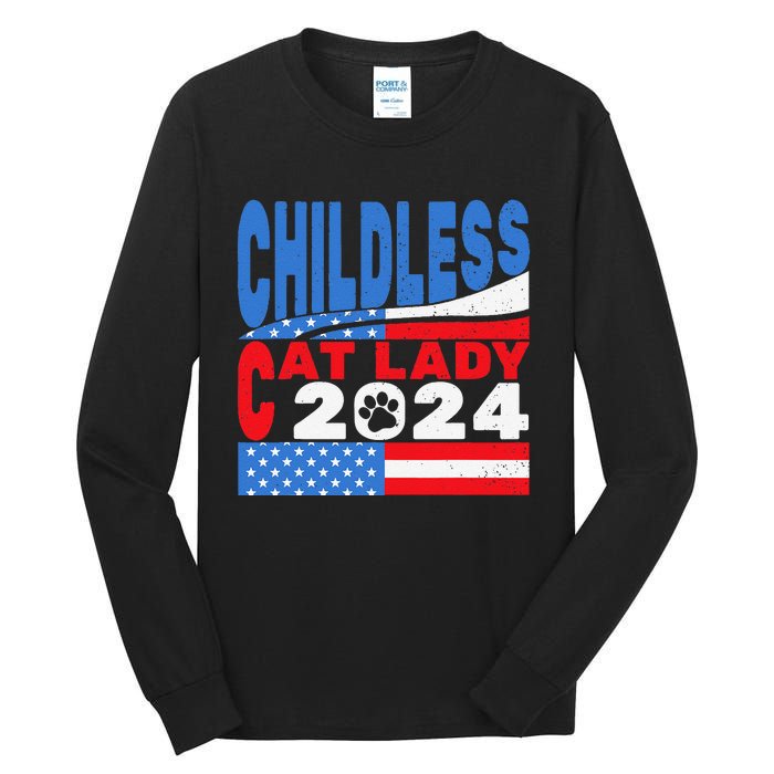 Childless Cat Lady Usa Voting Election 2024 Tall Long Sleeve T-Shirt