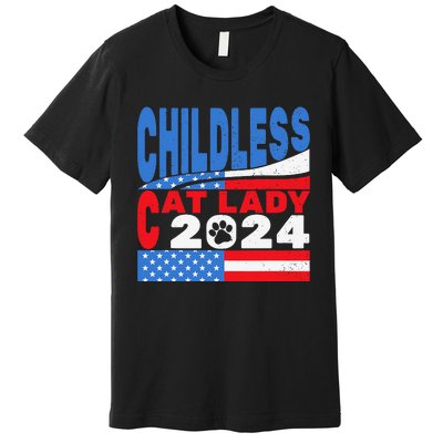 Childless Cat Lady Usa Voting Election 2024 Premium T-Shirt