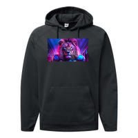 Cyberpunk Colors Lions Football Sports Fan Performance Fleece Hoodie