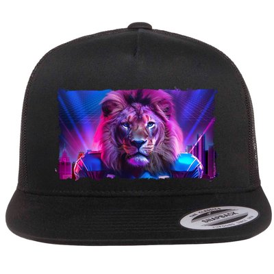 Cyberpunk Colors Lions Football Sports Fan Flatbill Hat