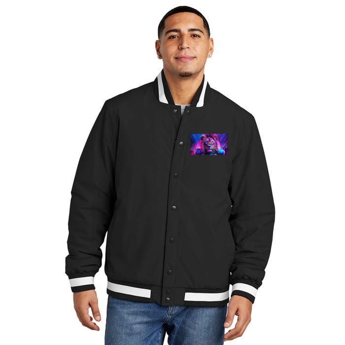 Cyberpunk Colors Lions Football Sports Fan Insulated Varsity Jacket