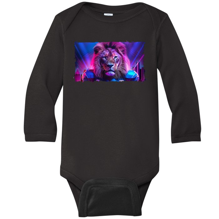 Cyberpunk Colors Lions Football Sports Fan Baby Long Sleeve Bodysuit