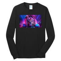 Cyberpunk Colors Lions Football Sports Fan Tall Long Sleeve T-Shirt