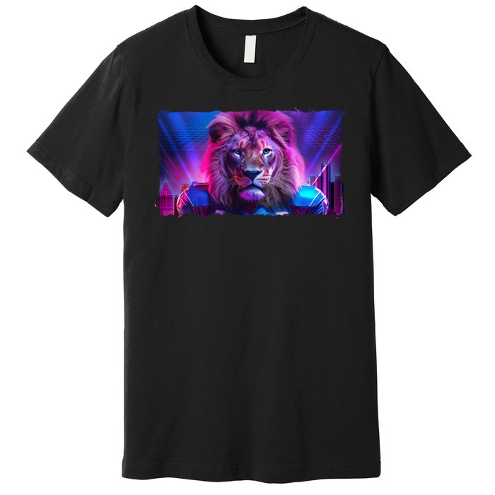 Cyberpunk Colors Lions Football Sports Fan Premium T-Shirt