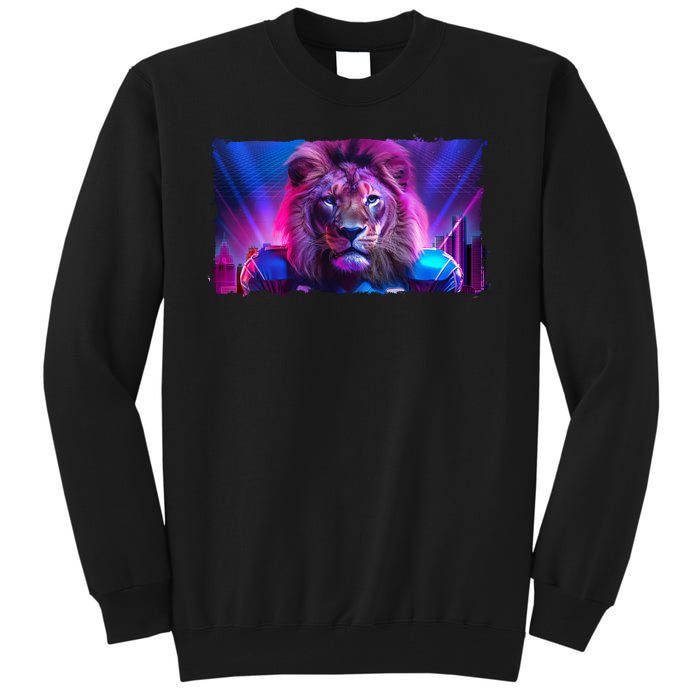 Cyberpunk Colors Lions Football Sports Fan Tall Sweatshirt