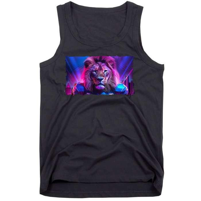 Cyberpunk Colors Lions Football Sports Fan Tank Top