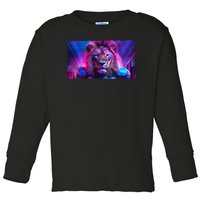 Cyberpunk Colors Lions Football Sports Fan Toddler Long Sleeve Shirt