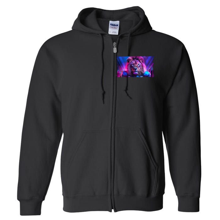 Cyberpunk Colors Lions Football Sports Fan Full Zip Hoodie