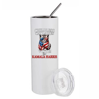 Childless Cat Ladies Vote Kamala Harris Patriotic Kitty Stainless Steel Tumbler