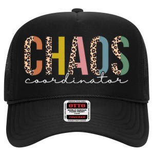 Chaos Coordinator Leopard Teacher Crew Retro School High Crown Mesh Back Trucker Hat