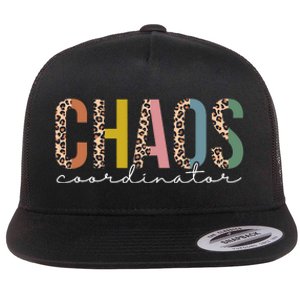 Chaos Coordinator Leopard Teacher Crew Retro School Flat Bill Trucker Hat