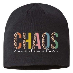 Chaos Coordinator Leopard Teacher Crew Retro School Sustainable Beanie