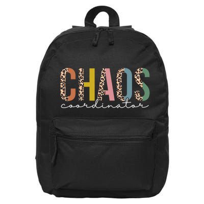 Chaos Coordinator Leopard Teacher Crew Retro School 16 in Basic Backpack