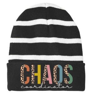 Chaos Coordinator Leopard Teacher Crew Retro School Striped Beanie with Solid Band