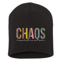 Chaos Coordinator Leopard Teacher Crew Retro School Short Acrylic Beanie