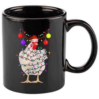 Chicken Christmas Lights Reindeer Chicken Lover Gift Great Gift 11oz C Handle Ceramic Mug