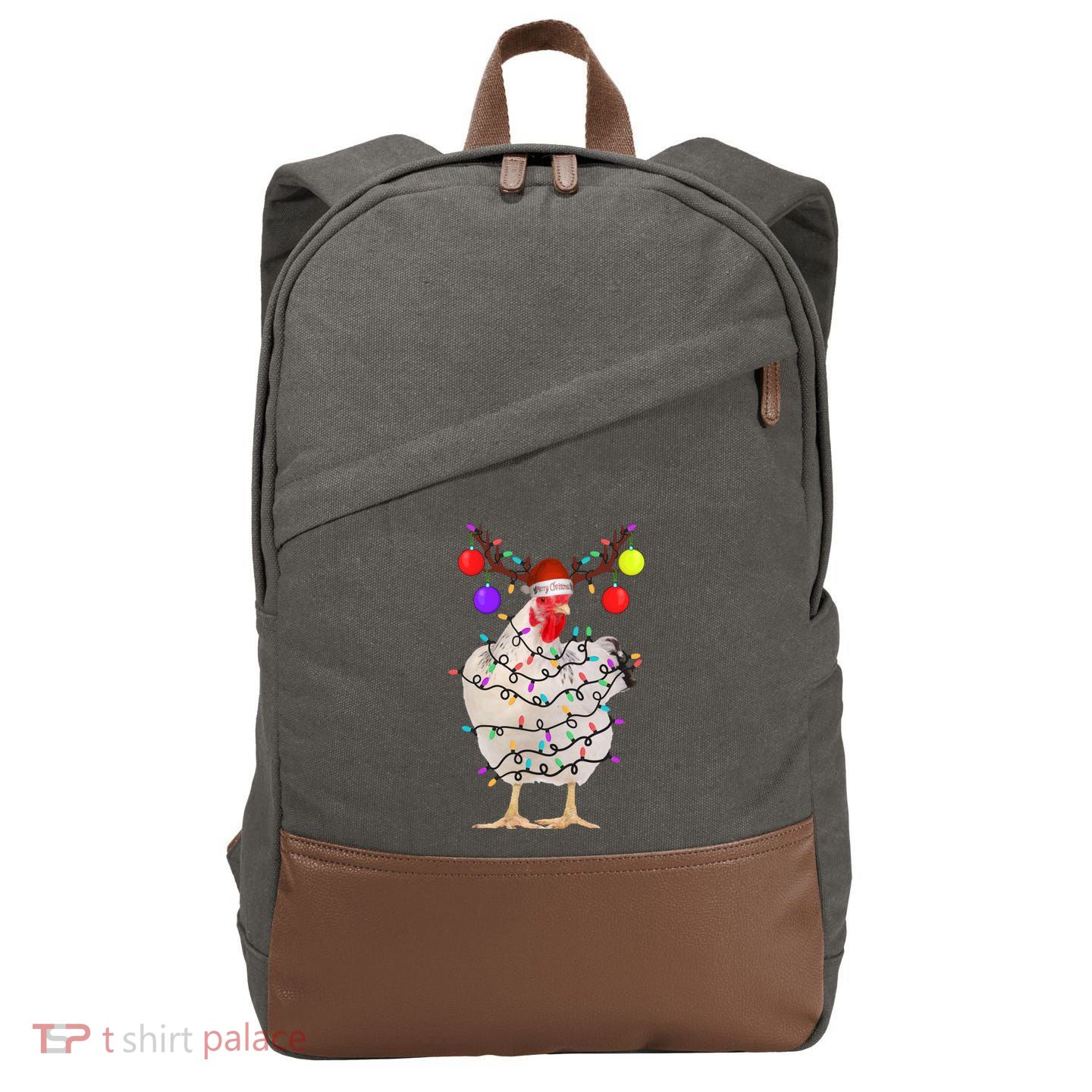 Chicken Christmas Lights Reindeer Chicken Lover Gift Great Gift Cotton Canvas Backpack