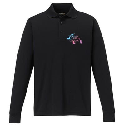 Childless Cat Ladies Against Fascism Performance Long Sleeve Polo