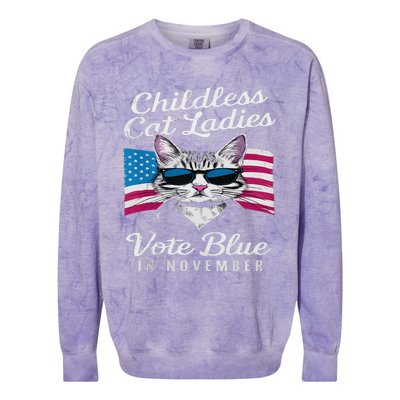 Childless Cat Ladies Vote Blue In November Democrats Liberal Colorblast Crewneck Sweatshirt