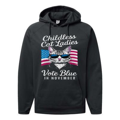 Childless Cat Ladies Vote Blue In November Democrats Liberal Performance Fleece Hoodie