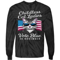 Childless Cat Ladies Vote Blue In November Democrats Liberal Tie-Dye Long Sleeve Shirt