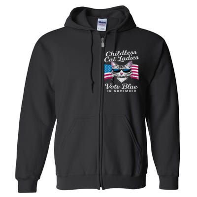 Childless Cat Ladies Vote Blue In November Democrats Liberal Full Zip Hoodie