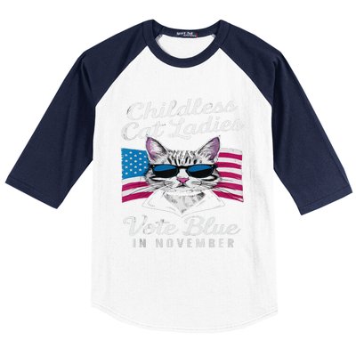 Childless Cat Ladies Vote Blue In November Democrats Liberal Baseball Sleeve Shirt