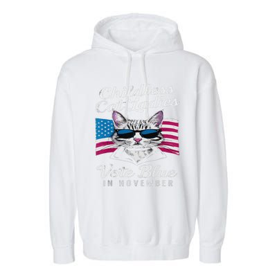 Childless Cat Ladies Vote Blue In November Democrats Liberal Garment-Dyed Fleece Hoodie