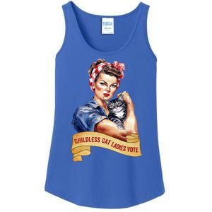 Childless Cat Ladies Vote Kamala Harris 2024 Election Ladies Essential Tank