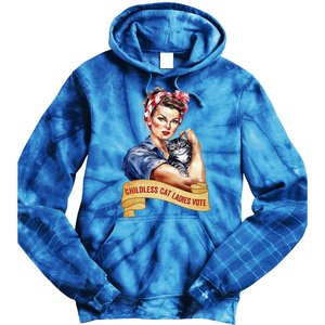 Childless Cat Ladies Vote Kamala Harris 2024 Election Tie Dye Hoodie