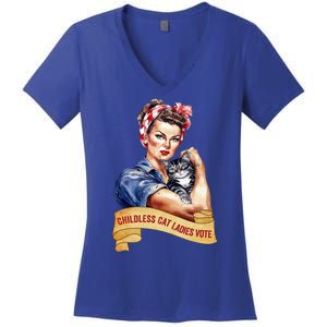 Childless Cat Ladies Vote Kamala Harris 2024 Election Women's V-Neck T-Shirt