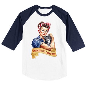 Childless Cat Ladies Vote Kamala Harris 2024 Election Baseball Sleeve Shirt