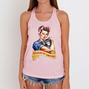 Childless Cat Ladies Vote Kamala Harris 2024 Election Women's Knotted Racerback Tank