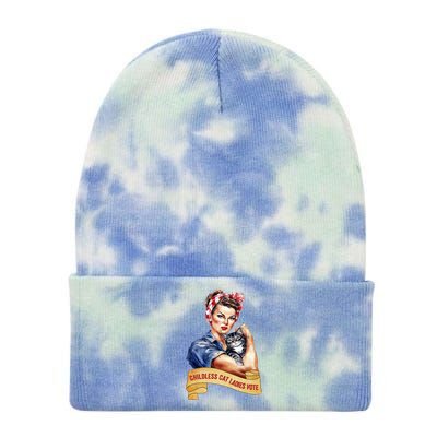 Childless Cat Ladies Vote Kamala Harris 2024 Election Tie Dye 12in Knit Beanie