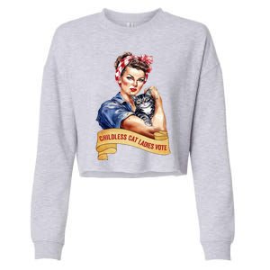 Childless Cat Ladies Vote Kamala Harris 2024 Election Cropped Pullover Crew