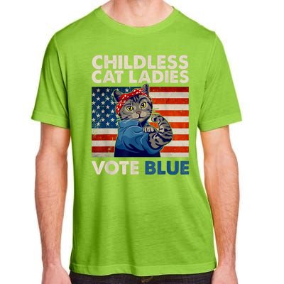 Childless Cat Ladies Vote Blue Vintage Cat Usa Flag Adult ChromaSoft Performance T-Shirt