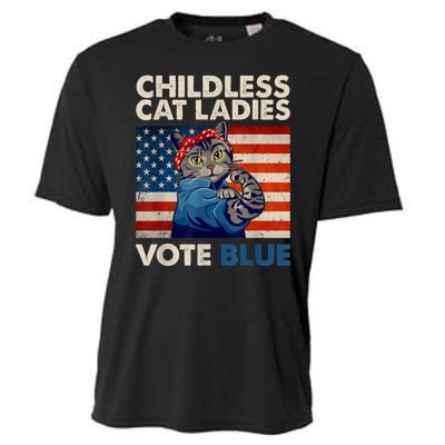 Childless Cat Ladies Vote Blue Vintage Cat Usa Flag Cooling Performance Crew T-Shirt