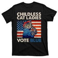 Childless Cat Ladies Vote Blue Vintage Cat Usa Flag T-Shirt